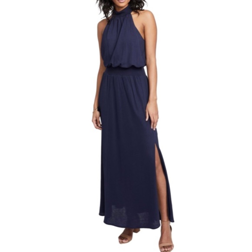 Rachel Roy Navy Halter Maxi Dress – Side Slit | Size S